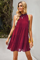 Vestido mini verde sin mangas de corte A